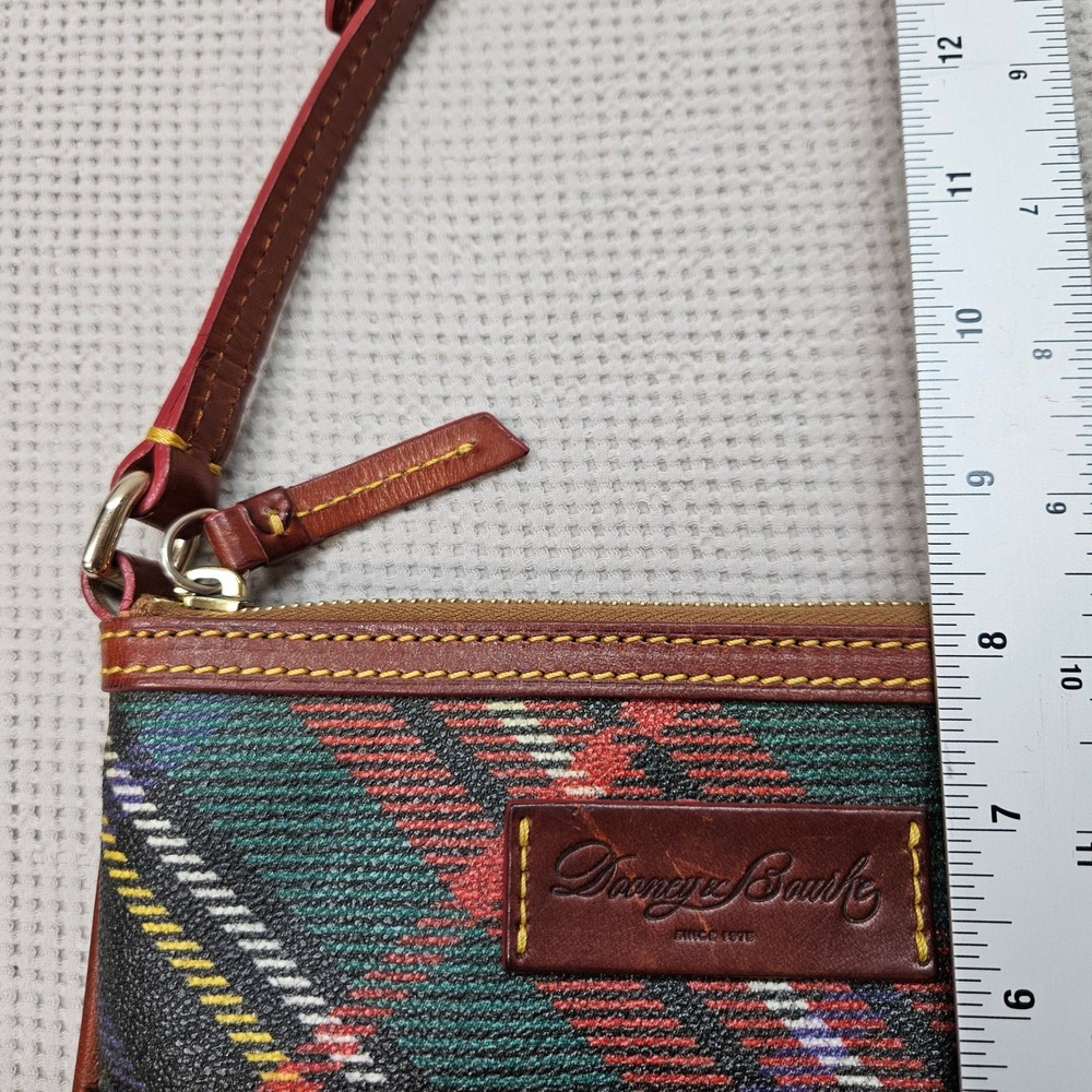 Dooney & Bourke Tartan Plaid Coated Canvas Leather Crossbody Bag Green Red Multi - Picture 11 of 16